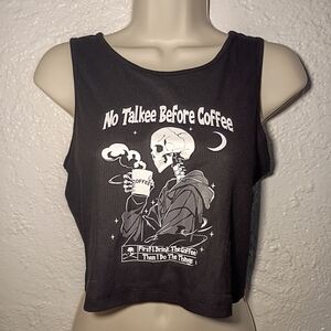 Romwe No Talkee Before Coffee Top